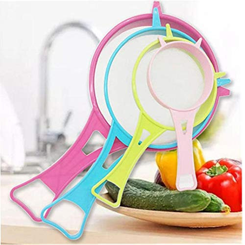 4pcs / Set Plastic Fine Mesh Strainer Strainer Flour Sieve with Handle Juice Tea Strainer Tool Kitchen Tools Accessories