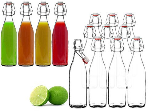 BigDean 10x Glasflasche 500ml Bügelverschluss Milchflasche Saftflasche Ölflasche Bügelverschlussflasche