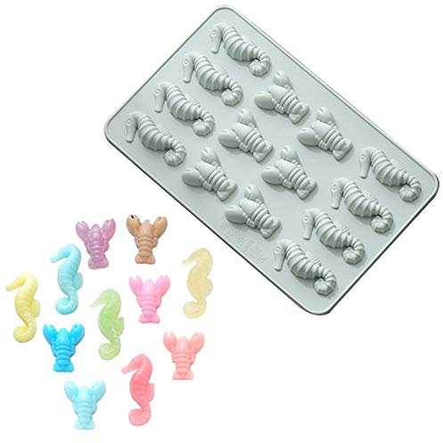 Clest F&H Seahorse Lobster Moulds Chocolate Handmade Soap Ice Cube Jelly Kitchen Baking Mold-Blue