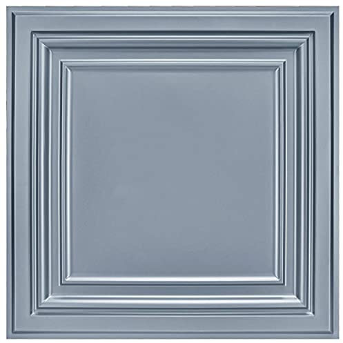 Art3d lot de 12 Dalles, 4,5 m², Dalles de Plafond en PVC - Feuille de Plastique, Panneaux Plafond Suspendu, Léger et Installer facile, 61 x 61 cm,Gris