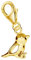 Goldene Hufeisen mini klein Spatz Vogel Karabiner Charm Anhänger für Bettelarmband aus 925 Sterling-Silber Vergoldet