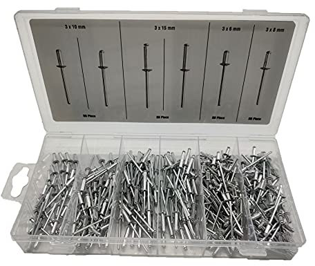 HMH-Shop Profi Nietzange Set 320/640 Stück Blindnieten feste Verbindung Pop Nietenzange Nieten Zange Blindnietenzange Sortiment Aufsätze 2,4/3,2/4,0/4,8mm (320 Blindnieten)