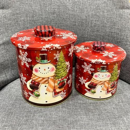 FYBlossom Weihnachten Keksdose Plätzchendose Vorratsdosen Mit Deckel, 2er Set Weißblech Gebäckdose Aufbewahrungsboxen Weihnachtsdose Set, Süßigkeiten Box Weihnachtsdeko Für Snacks, Gewürze, Tee