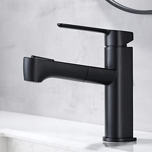 YHSGY Waschtischarmaturen Ausziehbare Badarmatur Heiß- Und Kaltwasserbecken Mischbatterie Chrom-Finish Messing Wc Waschbecken Wasserkran