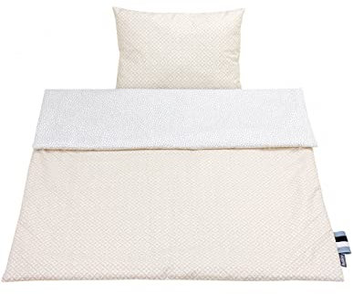 Bellochi Set Biancheria Lettino Neonato e Cuscino – Biancheria Letto Bambini Reversibile e Completamente Lavabile – 100% Cotone (Beige Dots)