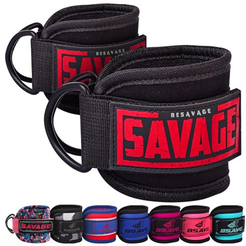 BeSavage - Exercise Machine Attachments for Glute Workouts, Kickbacks, Hip Abductors, Leg Extensions, Ankle Straps for Cable Machines, Workout Cuff Attachments for Home & Gym