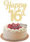 3Pcs Happy 16th Cake Topper Gold Glitter Number 16 Sweet Cake Decorations 16th Birthday Cake Pick Decorations for Cheers to 16 Years Old 16th Birthday Wedding Anniversary Party Supplies
