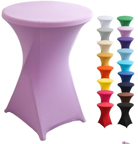 Highdi Stretch Stehtischhusse, Stehtisch Hussen Ø 60 / Ø 80 cm, Verstärkung im Fußbereich und Viele Farben Waschbar für Runden Tisch Hochzeit Bankett Tischdekoration (Rosa, 80x110cm)