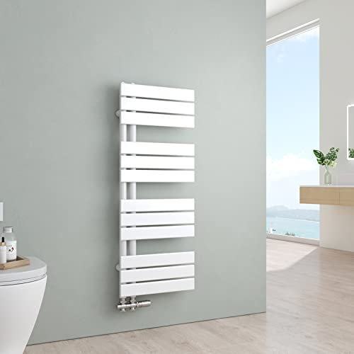 S'AFIELINA Badheizkörper Paneel Heizkörper Bad 1041x400mm Handtuchheizkörper Seitenanschlusss 456 Watt Handtuchtrockner mit Anschluss Links oder Rechts (Weiß)