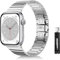 LanQii Métal Bracelet Compatible avec Apple Watch Series 10 42 mm/9/8/7 41 mm/Watch SE 2/1 40 mm, Acier Inoxydable Bracelet de Remplacement pour Apple Watch Series 6/5/4 40 mm/3/2/1 38 mm, Argent