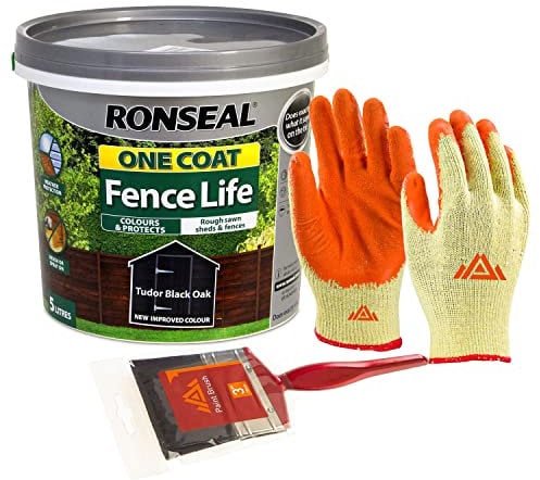 PERFECTONISH One Coat Fence Paint and Garden Shed Paint-Quick Dry Wood Paint Outdoor Garden Paint Water Repellent Furniture Paint 5 Litres (Tudor Black)
