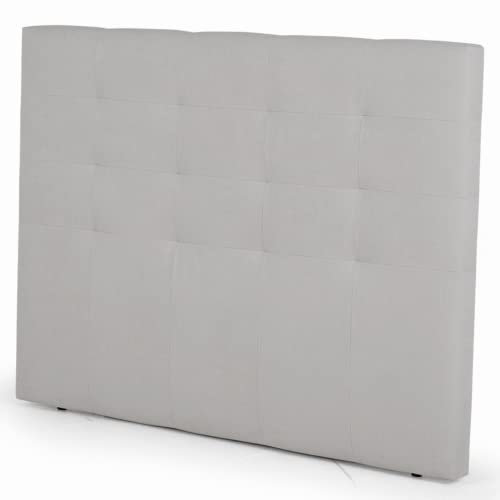 Budwing Lupita Polster-Kopfteil für Betten 140/160 cm – Mit klassischem Chesterfield-Knopfdesign – Für Betten von 90 bis 160 cm – Weicher Stoff bis zum Boden – Stein