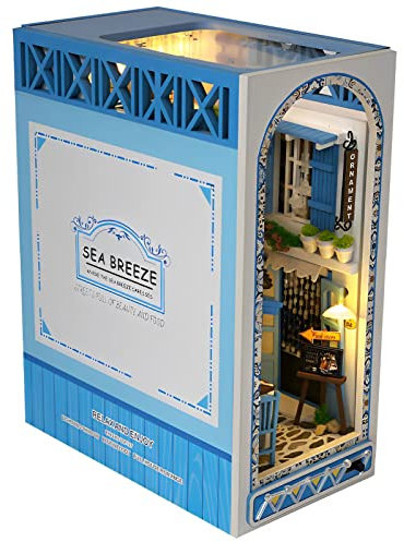 Book Nook Kit,3D Kit Maison de Poupée en Bois avec Lumière LED,Maison Miniature a Construire,Maquette Maison a Construire pour Cadeaux,Décoration D'intérieur
