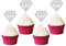 Gyufise 36Pcs Diamond Cupcake Toppers Glitter Diamond Bridal Shower Cupcake Picks for Wedding Engagement Anniversary Birthday Party Cake Decorations Supplies Silver