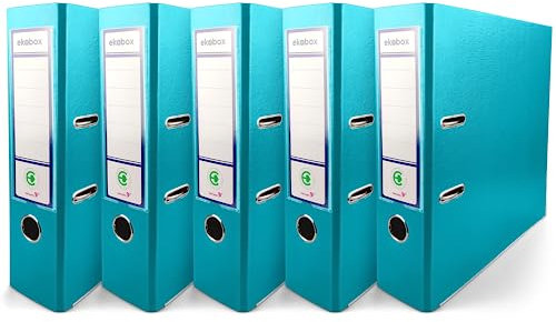 Netuno 5x Akten-Ordner türkis DIN A4 2-Ring-Mechanik Ringorder a4 8cm Kunststoff Ordner a4 breit Büroordner Plastikordner Briefordner din a4 Ringmappe breiter Aktenordner 5er pack