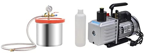 RAUGAJ Vacuum Chamber with 2-stage Pump 7.4 L,Vacuum chamber: