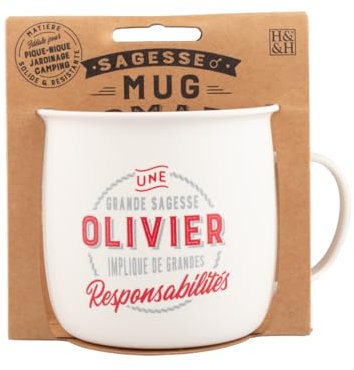 Mug Nomade - Mug à thé et café personnalisé Olivier - Cadeau pour Homme, Couleurs Pastel.