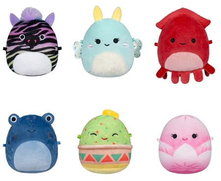 Squishmallows Micromallows SQMM0071-6er-Pack, superweiche Mini, 6.5 cm Plüschfiguren