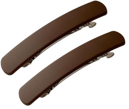 Baoblaze 2Pcs Damen Haarspange, Französische Haarclips, Vintage Haarschmuck Barrette, Automatische Tortoise Shell Haarspangen für Mädchen Feines Haar und Mitteldickes Haar, Kaffeefarbe