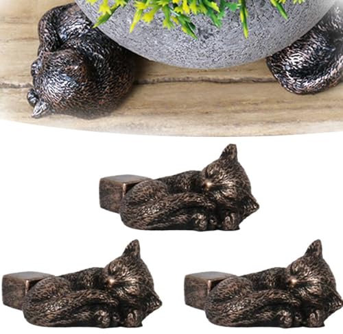 Flower Pot Feet, Pot Feet for Outdoor Planters, 3 Pack Animal Statues Plant Stand Resin Pot Feet Planter Risers Flower Pot Holder Elevator ,Improve Airflow, Drainage (fox)