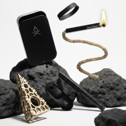 Überleben | FIREKIT Survival Fire Starter Kit – All-in-One Ferro Rod, Striker, Tinder Wick & Bellow - Waterproof Camping Essentials