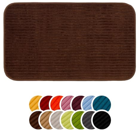liebling Badteppich mit Anti-Rutsch-Beschichtung aus PVC Noppen, Cord-Optik, 100% Polyester, Serie Potsdam, 70 x 120 cm, 30 Grad waschbar, Fußbodenheizung geeignet, Farbe: Schokolade