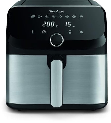Moulinex Easy Fry Mega, Friggitrice ad Aria, Capacità Extra-Large 7.5 L, Fino a 8 Persone, 8 Programmi Preimpostati, Dimensioni Compatte, App con Ricette, Lavabile in Lavastoviglie, EZ855D