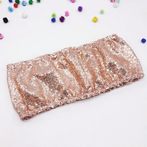 JPWNVF 10/50 Stück goldene Stuhlschärpen mit Pailletten, Splitter, Party-Stuhl-Dekor, Stuhlband, gespannte Stühle, Schleife für Veranstaltungen, Bankette, Partys, Roségold, 10 Stück