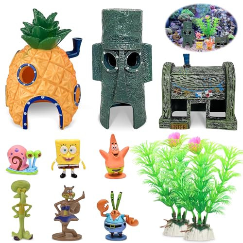 NHYDZSZ 11 PCS Ananas Form Aquarium, Aquarium Deko, Kleine Fische Tank Ornament Zubehör, Fisch Tank Ornament, Landschaft Ananas Haus Aquarium Deko, für Unterwasser Dekoration, Aquarium, Fischteich