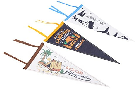 Ciieeo Camping Flags 3pcs Triangle Outdoor Flags Felt Material Decorative Bunting for Camping Trips