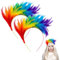 2pcs Bunt Feder Stirnband, Regenbogen Feder Haarreif, Papagei Haarreif, Haarreif Karneval, Fascinator Stirnbänder Cosplay, Haarreif für Haarband Karneval Kopfschmuck Cosplay Hochzeit Party