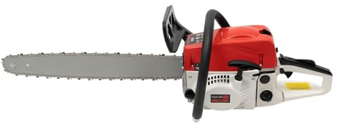 RjcdOPL Kettensäge mit 2-Takt-Benzinmotor, 52 CC, 2 kW 7500 U/min, Sägeblatt 56 cm, maximaler Schnittdurchmesser 56 cm, Rot und Weiß