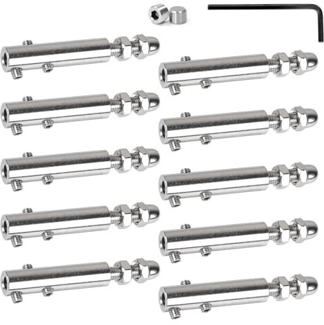 SUPAWAY Lot de 10 Serre-câbles 6 mm Tendeur en inox avec tige filetée et clé Allen, Serre-câble en acier inoxydable pour la fixation et la tension des câbles remplissage de garde-corps, balustrades