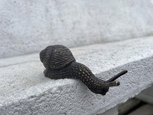 Bronzefigur Kleine Schnecke gebogen 10cm für Kante Bronzeskulptur | Dekoration aus Bronze, Skulptur Tier Figur, Kantensitzer, Wetterfest