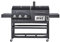 BBQ Kingdom Dual Fuel Gas and Charcoal Barbecue Grill, Large BBQ with 3 Burners, Mobile Cart with Wheels, Side Tables, Storage Shelf, Warming Racks, Adjustable Height, Chimney, Black, Cover & Hose