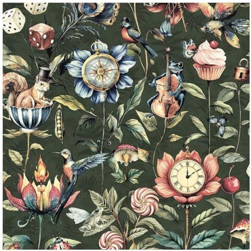 YöL Emerald Green Curious Creatures - Contemporary Versatile Sophisticated - Dining Room Bedroom Living Room Lounge - Statement Feature Wall - 10.05m x 53cm Roll - Paste The Paper Wallpaper