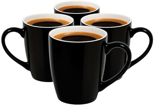 Glasmark KROSNO 1992 Tazza in Ceramica 4 Pezzi Set di Tazze da Caffè e Tè Nere 350 ml