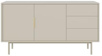 Kommode Viva in Kaschmirfarbe - Sideboard Schrank Creme fürs Schlafzimmer und Wohnzimmer - goldene Griffe - Elegantes Design mit Schubladen - Kleiderschrank