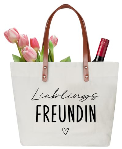 Geschenke für Freundin, Canvas Tragetasch für Frauen, Damen Baumwolltasche Einkaufstasche, Tragetasche Geschenke für Beste Freundin Freundschaftsgeschenke Geburtstagsgeschenk Weihnachtsgeschenke