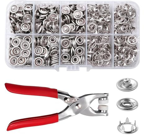 Xanthelle Pressions, 200 Pièces Kit de Boutons-Pressions en Métal avec Pince, Boutons-Pressions sans Couture, Pressions à Visser pour Tissu, Artisanat DIY & Projets de Couture