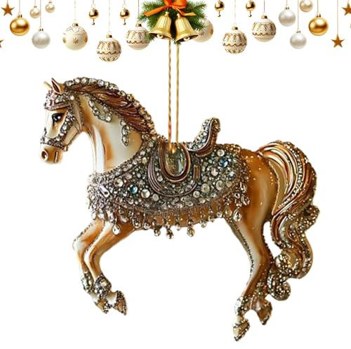 Lpoppcx Weihnachtsschmuck Mit Pferdemotiv | 2D Acryl Lichtfänger Anhänger Dekoration Für - Weihnachtsdekoration Mit Pferdemotiv - Für Frauen Und Mädchen Für Zuhause Feiertage Tisch Wand