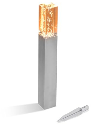 Esotec Solar Standleuchte Bubble Tower 50 bernstein LED Edelstahl 103310 | Solar Standleuchte, Edelstahl/Acryl, LED bernstein 1800K, 3lm, bis 8Std, NiMH Akku wechselbar, Polykristallin, IP44, H50cm