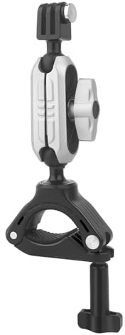 Techsuit Fahrrad Halterung für GoPro Action Kamera, Aluminiumlegierung, Einstellbarer Winkel, Sichere Befestigung, für Radfahren Vlogging, Grau