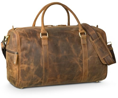 ROYALZ Palermo Echtleder Weekender Herren Leder klein zum Umhängen - Kleine Reisetasche Handgepäck Größe für Kurztrips Business Reisen und Premium Sporttasche;Farbe:Nevada braun