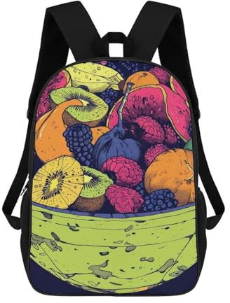sinyumoney Fruit Bowl Kinderrucksack, 3D-gedruckter Schulrucksack, Rucksack Für Jungen Und Mädchen, Verstellbarer Schulrucksack Für Die Grundschule 17inch