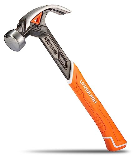 Vanquish 20oz Anti-Vibration Claw Hammer One-Piece Forged with Magnetic Nail Holder, Framing Finish Hammer with Smooth Striking Face, Soft Grip Handle 0525