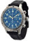 Messerschmitt Herren Quarz Chronograph 5030LS Blau Ronda Swiss Movement 5ATM mit schwarzen Lederarmband mit Stepnaht