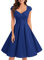 Bbonlinedress Robe Femme de Soirée Cocktail Vintage Femme Chic Courte pour Mariage Invité Gala Fête Témoin Anniversaire Col Carré Royal Blue M