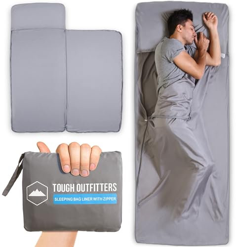 Tough Outdoors Hüttenschlafsack - Sommerschlafsack leicht - Schlafsack Inlett Ultraleicht - Reiseschlafsack für Backpacking Hotels Hostels - Schlafsack Inlay Sommer oder Winter