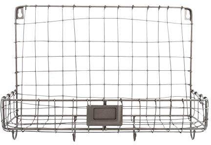 Esschert Design USA WB40 Wand-Organizer aus Draht, Vintage-Look, silberfarben